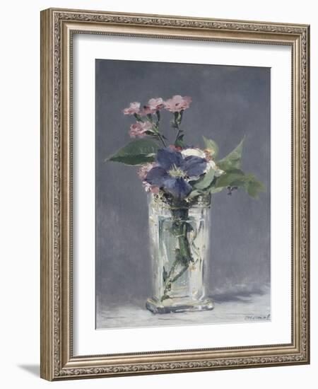 Oeillets et clématites dans un vase de cristal-Edouard Manet-Framed Giclee Print