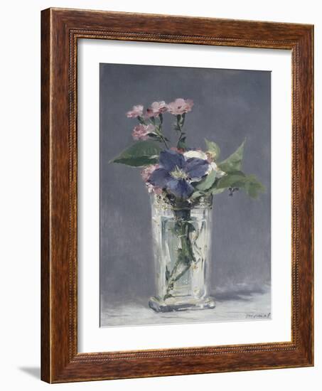 Oeillets et clématites dans un vase de cristal-Edouard Manet-Framed Giclee Print