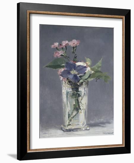 Oeillets et clématites dans un vase de cristal-Edouard Manet-Framed Giclee Print