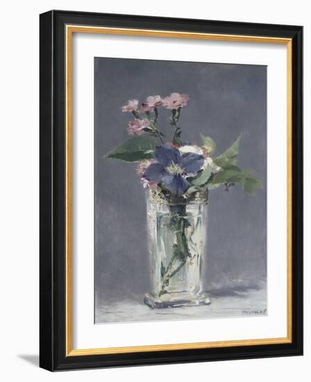Oeillets et clématites dans un vase de cristal-Edouard Manet-Framed Giclee Print