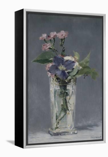 Oeillets et clématites dans un vase de cristal-Edouard Manet-Framed Premier Image Canvas