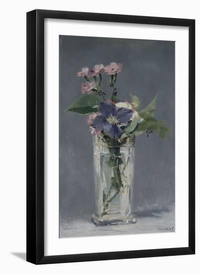 Oeillets et clématites dans un vase de cristal-Edouard Manet-Framed Giclee Print