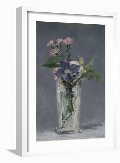 Oeillets et clématites dans un vase de cristal-Edouard Manet-Framed Giclee Print