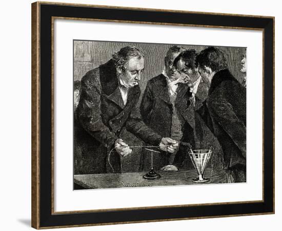 Oersted, Hans Christian (1777-1851). Danish Physicist and Chemist. Oersted Discovers…-null-Framed Giclee Print