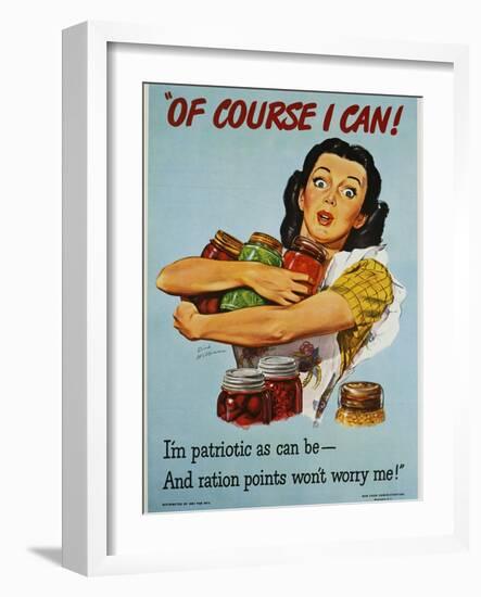 Of Course I Can! War Production Poster-Dick Williams-Framed Giclee Print