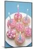 Of Muffin, Icing, Pink, Hearts, Chocolate Beans, Sugar Pearls, Candles, Burn, Detail, Blur-Nikky-Mounted Photographic Print