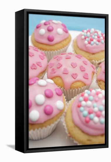 Of Muffin, Icing, Pink, Hearts, Chocolate Beans, Sugar Pearls, Detail, Blur-Nikky-Framed Premier Image Canvas