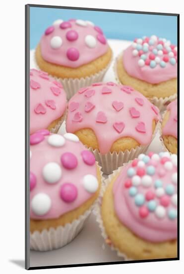 Of Muffin, Icing, Pink, Hearts, Chocolate Beans, Sugar Pearls, Detail, Blur-Nikky-Mounted Photographic Print