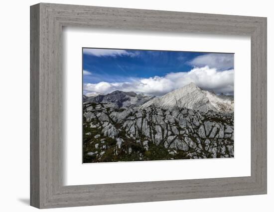 Of Rock and Grass in the Back of the Reps, View at Kaltwasserspitzet in Clouds and Southern Sonnens-Rolf Roeckl-Framed Photographic Print