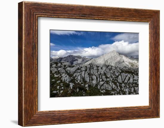 Of Rock and Grass in the Back of the Reps, View at Kaltwasserspitzet in Clouds and Southern Sonnens-Rolf Roeckl-Framed Photographic Print