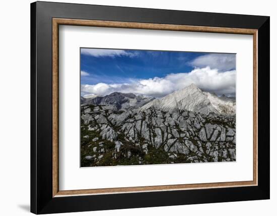 Of Rock and Grass in the Back of the Reps, View at Kaltwasserspitzet in Clouds and Southern Sonnens-Rolf Roeckl-Framed Photographic Print