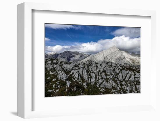 Of Rock and Grass in the Back of the Reps, View at Kaltwasserspitzet in Clouds and Southern Sonnens-Rolf Roeckl-Framed Photographic Print