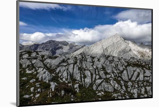 Of Rock and Grass in the Back of the Reps, View at Kaltwasserspitzet in Clouds and Southern Sonnens-Rolf Roeckl-Mounted Photographic Print