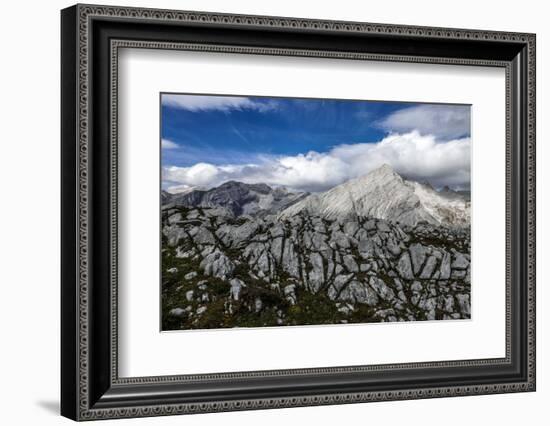 Of Rock and Grass in the Back of the Reps, View at Kaltwasserspitzet in Clouds and Southern Sonnens-Rolf Roeckl-Framed Photographic Print