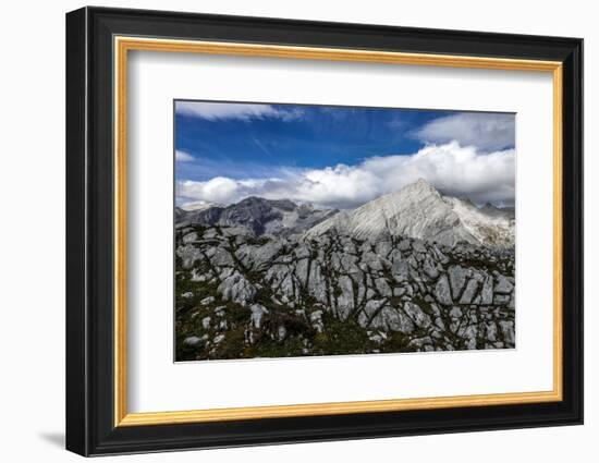 Of Rock and Grass in the Back of the Reps, View at Kaltwasserspitzet in Clouds and Southern Sonnens-Rolf Roeckl-Framed Photographic Print