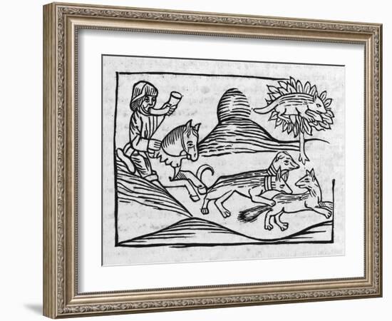 "Of the Fox and the Cat" Illustration to Caxton's 1484 Edition of Aesop's Fables-null-Framed Art Print