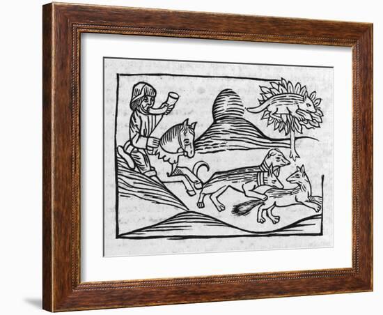 "Of the Fox and the Cat" Illustration to Caxton's 1484 Edition of Aesop's Fables-null-Framed Art Print