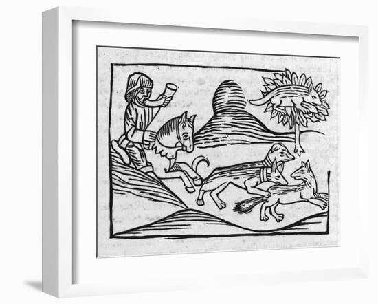 "Of the Fox and the Cat" Illustration to Caxton's 1484 Edition of Aesop's Fables-null-Framed Art Print