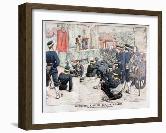 Off Duty Japanese Soldiers at the Theatre in their Camp, Russo-Japanese War, 1904-null-Framed Giclee Print