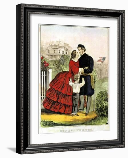 Off for the War-Currier & Ives-Framed Giclee Print