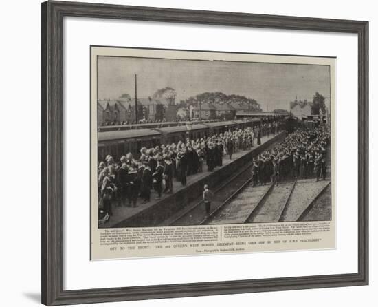 Off to the Front, the 2nd Queen's West Surrey Regiment Being Seen Off by Men of H M S Excellent-null-Framed Giclee Print