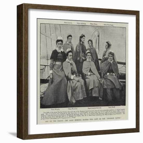 Off to the Front, the Army Nursing Sisters Who Left on the Braemar Castle-null-Framed Giclee Print