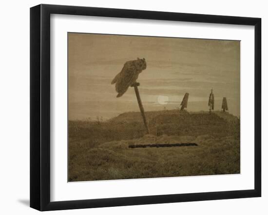 Offenes Grab, Griseille-Caspar David Friedrich-Framed Giclee Print