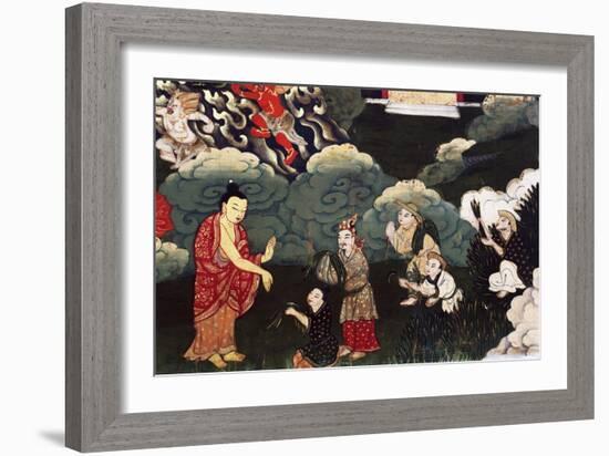 Offering Bunches of Grass, Scenes from the Life of Buddha Shakyamuni, 18th Century, Tibet-null-Framed Premium Giclee Print