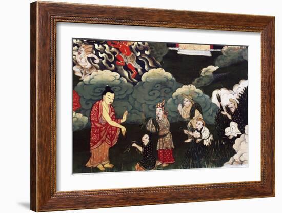 Offering Bunches of Grass, Scenes from the Life of Buddha Shakyamuni, 18th Century, Tibet-null-Framed Premium Giclee Print