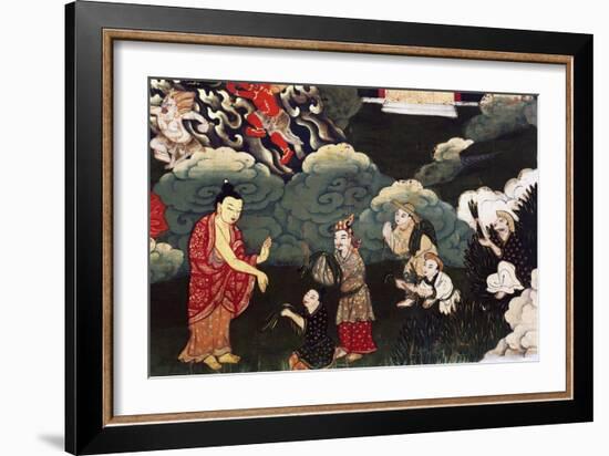 Offering Bunches of Grass, Scenes from the Life of Buddha Shakyamuni, 18th Century, Tibet-null-Framed Premium Giclee Print