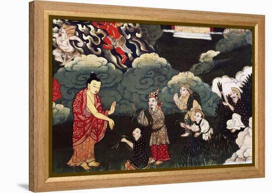 Offering Bunches of Grass, Scenes from the Life of Buddha Shakyamuni, 18th Century, Tibet-null-Framed Premier Image Canvas