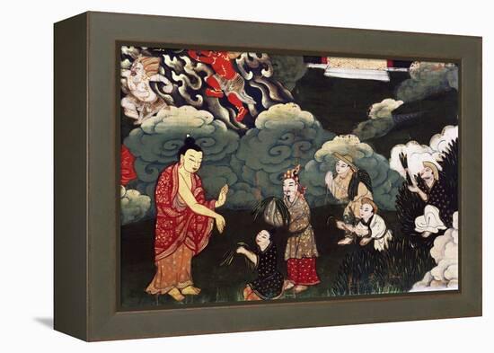 Offering Bunches of Grass, Scenes from the Life of Buddha Shakyamuni, 18th Century, Tibet-null-Framed Premier Image Canvas