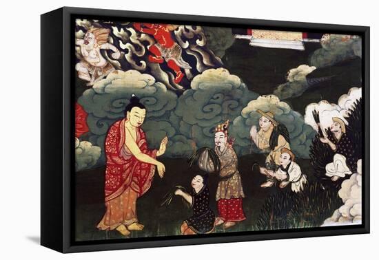 Offering Bunches of Grass, Scenes from the Life of Buddha Shakyamuni, 18th Century, Tibet-null-Framed Premier Image Canvas