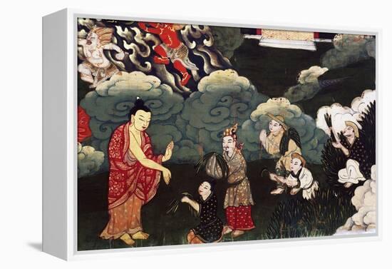Offering Bunches of Grass, Scenes from the Life of Buddha Shakyamuni, 18th Century, Tibet-null-Framed Premier Image Canvas