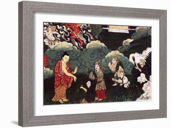 Offering Bunches of Grass, Scenes from the Life of Buddha Shakyamuni, 18th Century, Tibet-null-Framed Giclee Print