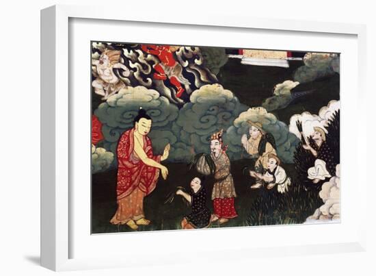 Offering Bunches of Grass, Scenes from the Life of Buddha Shakyamuni, 18th Century, Tibet-null-Framed Giclee Print
