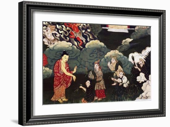 Offering Bunches of Grass, Scenes from the Life of Buddha Shakyamuni, 18th Century, Tibet-null-Framed Giclee Print