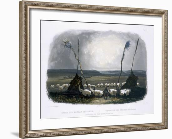 Offering of the Mandan Indians, Plate 14, Travels in the Interior of North America-Karl Bodmer-Framed Giclee Print