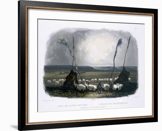 Offering of the Mandan Indians, Plate 14, Travels in the Interior of North America-Karl Bodmer-Framed Giclee Print