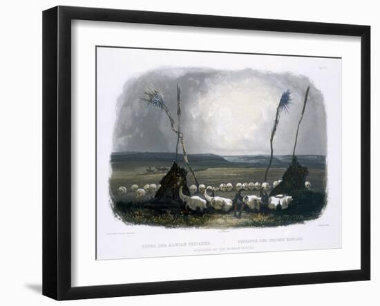 Offering of the Mandan Indians, Plate 14, Travels in the Interior of North America-Karl Bodmer-Framed Giclee Print