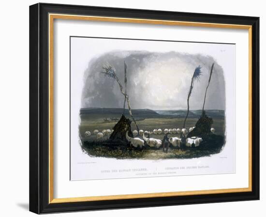 Offering of the Mandan Indians, Plate 14, Travels in the Interior of North America-Karl Bodmer-Framed Giclee Print