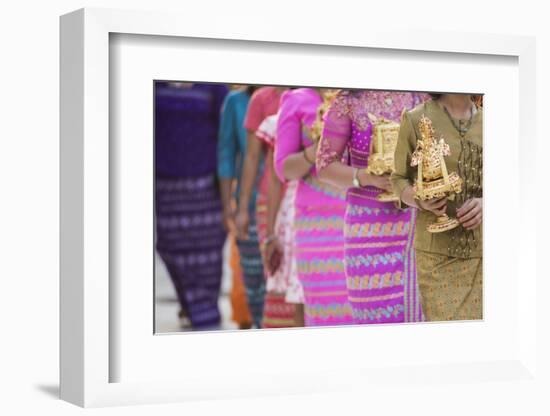 Offerings During a Festival at Shwedagon Pagoda (Golden Pagoda), Yangon (Rangoon), Myanmar (Burma)-Matthew Williams-Ellis-Framed Photographic Print