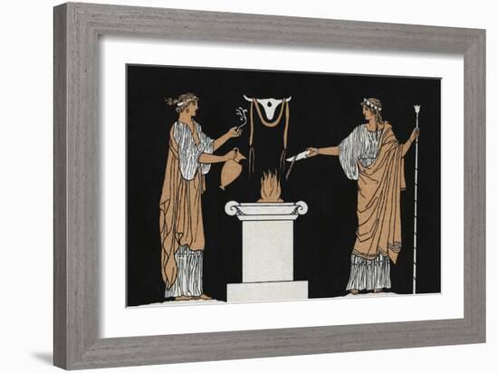 Offerings to the dead Ancient Greece-John Flaxman-Framed Giclee Print