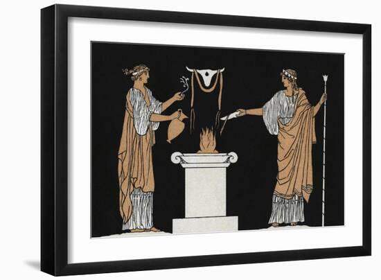 Offerings to the dead Ancient Greece-John Flaxman-Framed Giclee Print