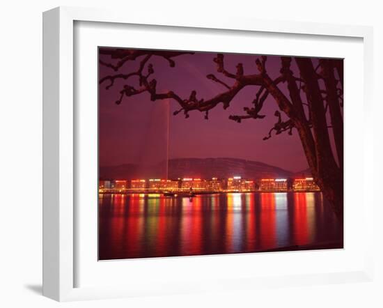 Office and Hotel Buildings Reflected in the Waters of Lake Geneva, Switzerland-Ralph Crane-Framed Photographic Print