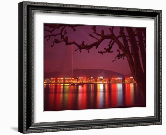 Office and Hotel Buildings Reflected in the Waters of Lake Geneva, Switzerland-Ralph Crane-Framed Photographic Print