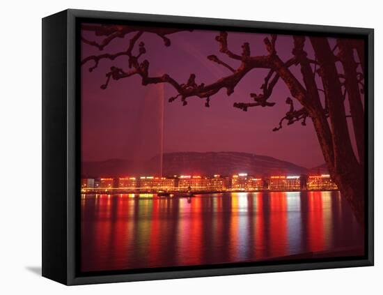 Office and Hotel Buildings Reflected in the Waters of Lake Geneva, Switzerland-Ralph Crane-Framed Premier Image Canvas