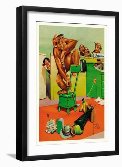 Office Golf-Lawson Wood-Framed Art Print