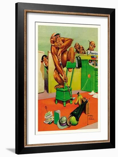 Office Golf-Lawson Wood-Framed Art Print