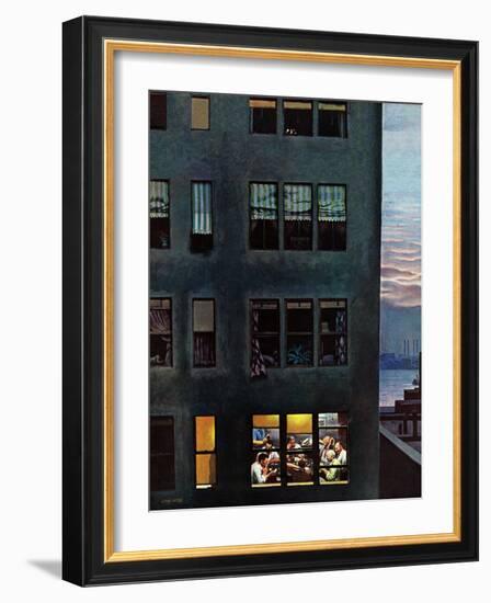 "Office Poker Party," August 18, 1945-John Falter-Framed Giclee Print